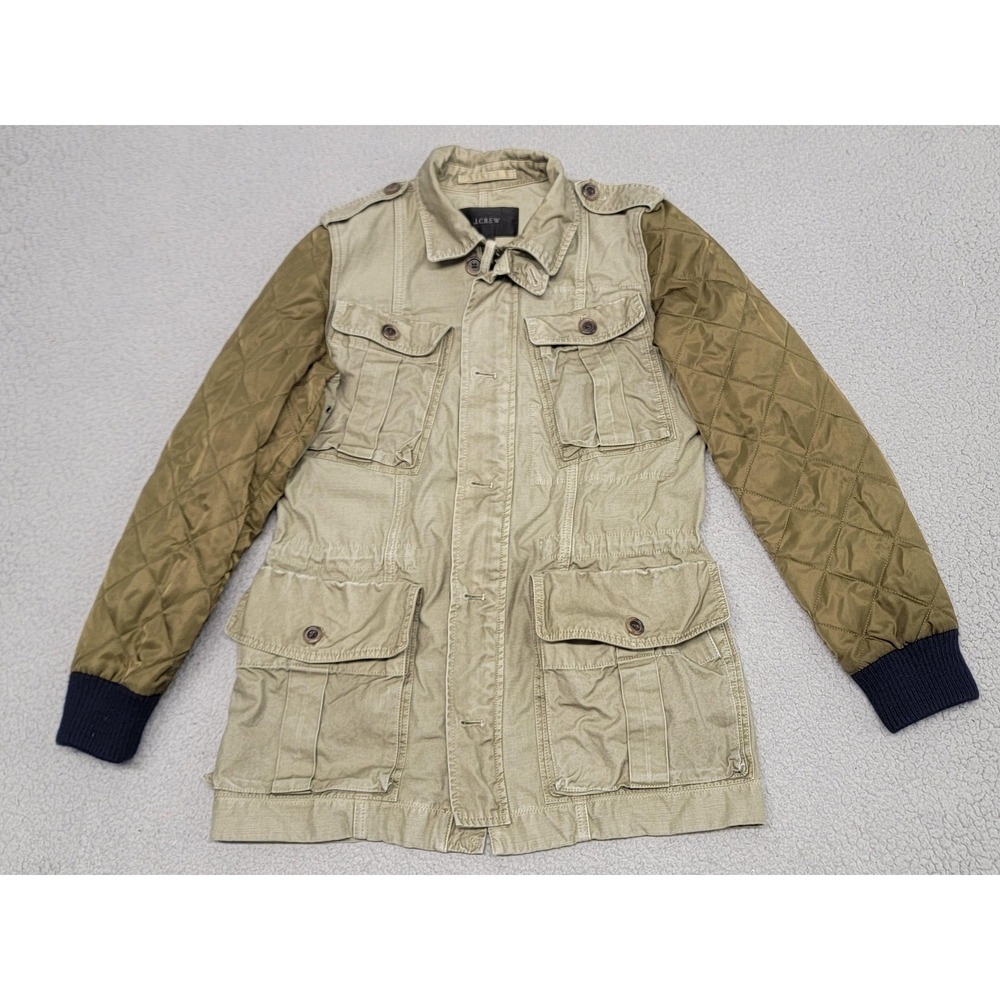 J Crew Jacket Womens Small Green Military Boyfriend Field Quilted Sleeve Utility